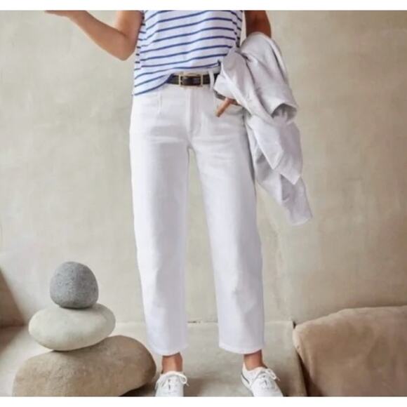 AYR Denim - AYR Women's The Beat Jeans Barrel Leg Crop White Size 30